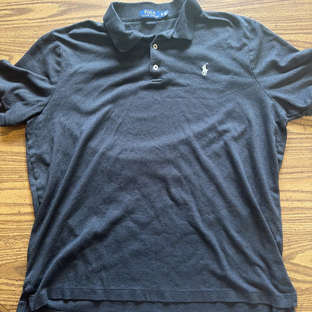 Polo Ralph Lauren Mens Classic Fit Polo Shirt Dark Gray Short Sleeve XL
